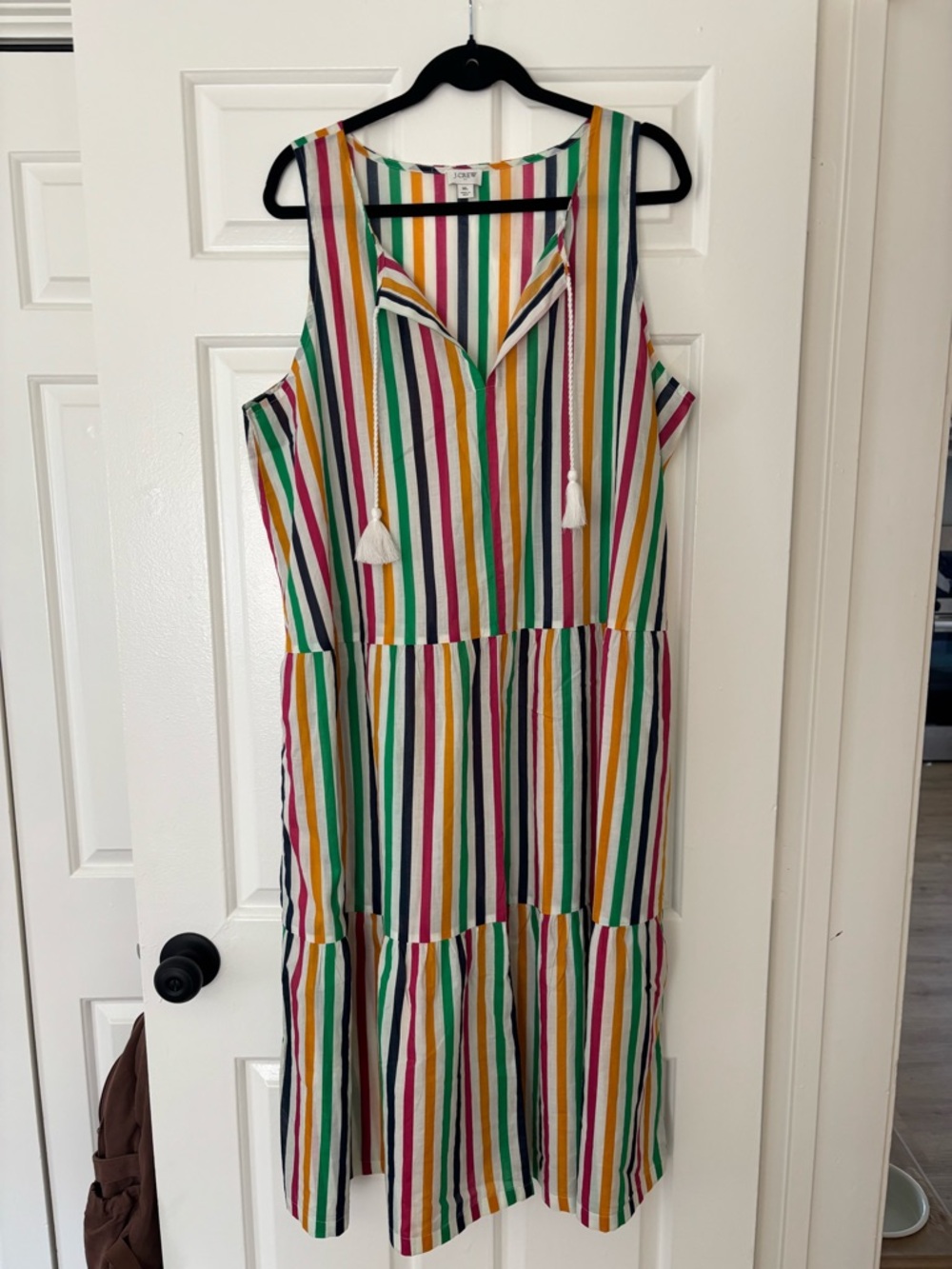 J. Crew Multicolor Vertical Stripe Maxi Dress - Size XL - 100% Cotton